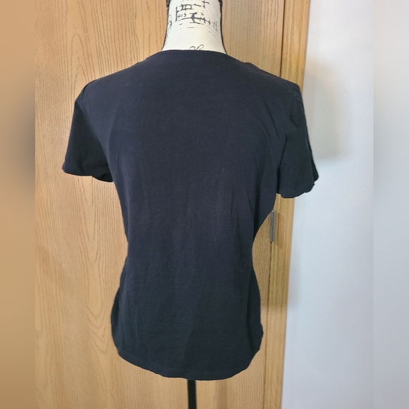 Boston Proper Keyhole Cutout Neckline Sexy Black T-shirt - Picture 2 of 3